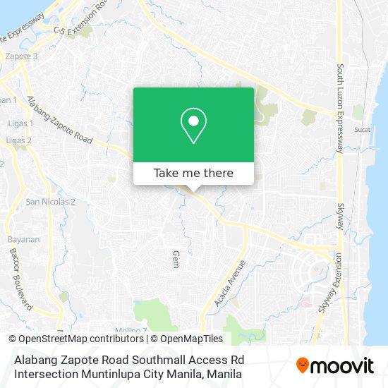 Alabang Zapote Road Southmall Access Rd Intersection Muntinlupa City Manila map