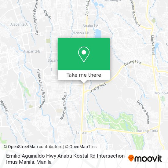Emilio Aguinaldo Hwy Anabu Kostal Rd Intersection Imus Manila map
