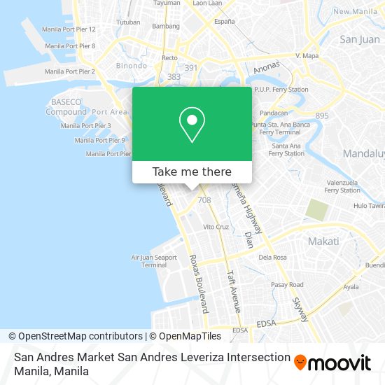 San Andres Market San Andres Leveriza Intersection Manila map