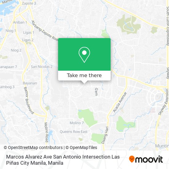 Marcos Alvarez Ave San Antonio Intersection Las Piñas City Manila map