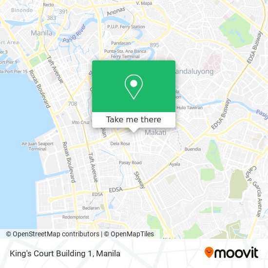 How to get to King's Court Building 1 in Makati City by bus or train?