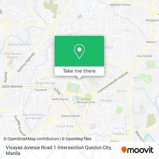Visayas Avenue Road 1 Intersection Quezon City map