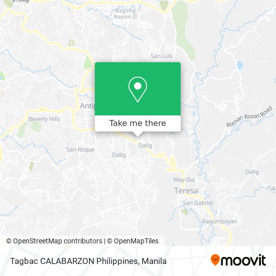Tagbac CALABARZON Philippines map