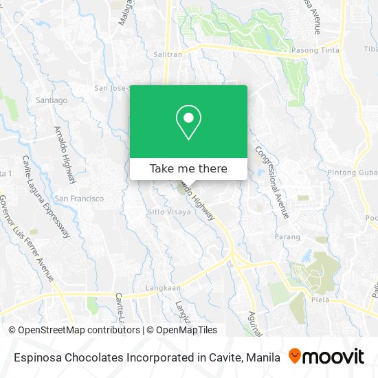 Espinosa Chocolates Incorporated in Cavite map