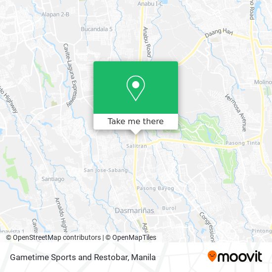 Gametime Sports and Restobar map