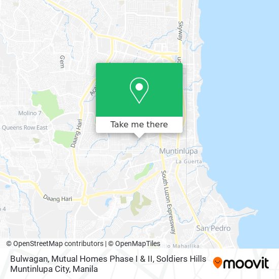 Bulwagan, Mutual Homes Phase I & II, Soldiers Hills Muntinlupa City map