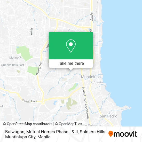 Bulwagan, Mutual Homes Phase I & II, Soldiers Hills Muntinlupa City map