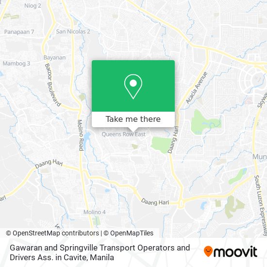 Gawaran and Springville Transport Operators and Drivers Ass. in Cavite map