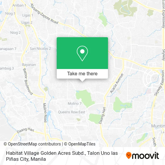 Habitat Village Golden Acres Subd., Talon Uno las Piñas City map