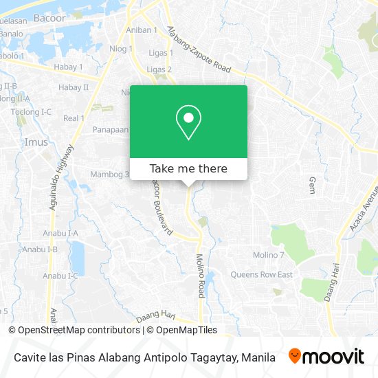 Cavite las Pinas Alabang Antipolo Tagaytay map