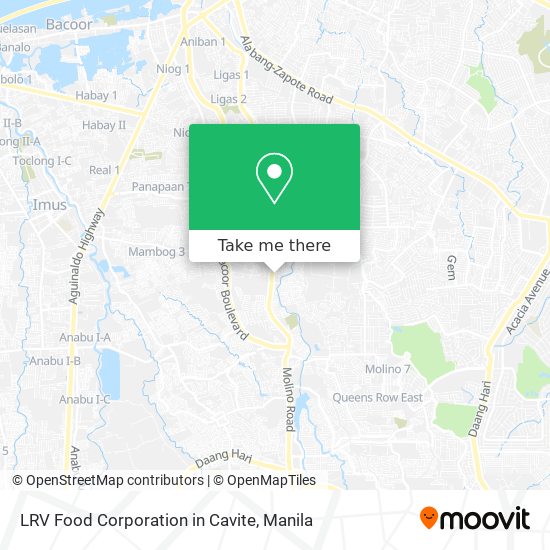 LRV Food Corporation in Cavite map