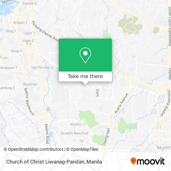 Church of Christ Liwanag-Pandan map