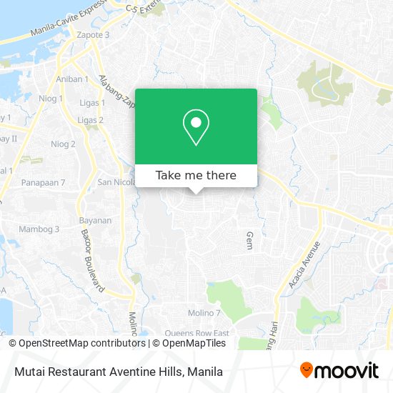 Mutai Restaurant Aventine Hills map