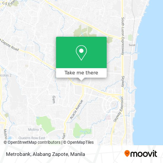 Metrobank, Alabang Zapote map