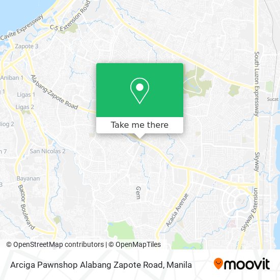 Arciga Pawnshop Alabang Zapote Road map