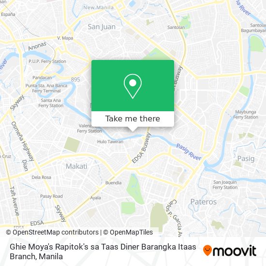Ghie Moya's Rapitok's sa Taas Diner Barangka Itaas Branch map