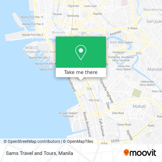 Sams Travel and Tours map