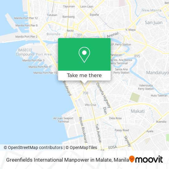 Greenfields International Manpower in Malate map