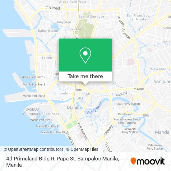 4d Primeland Bldg R. Papa St. Sampaloc Manila map
