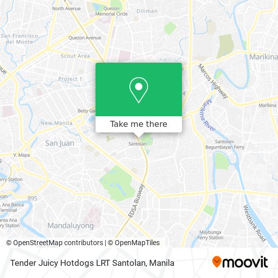 Tender Juicy Hotdogs LRT Santolan map