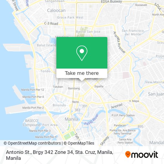 Antonio St., Brgy 342 Zone 34, Sta. Cruz, Manila map