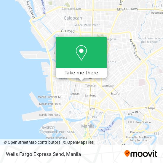 Wells Fargo Express Send map