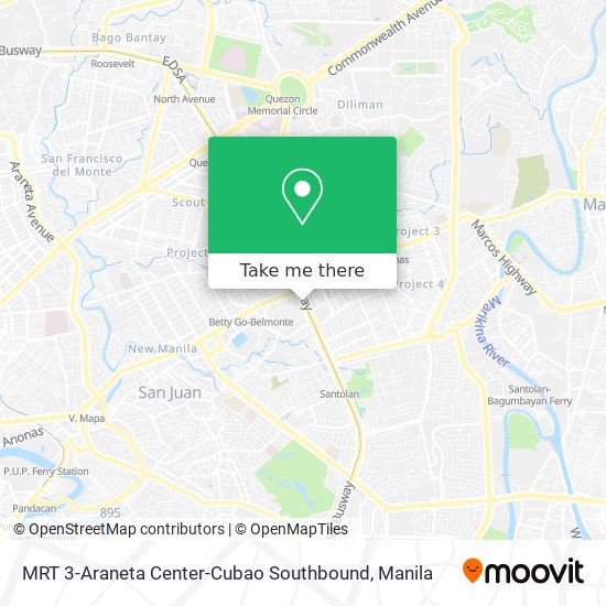 MRT 3-Araneta Center-Cubao Southbound map