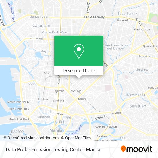 Data Probe Emission Testing Center map