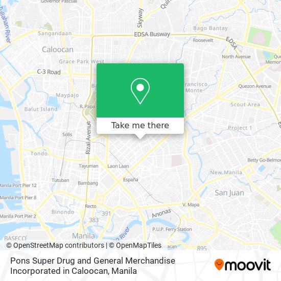 Pons Super Drug and General Merchandise Incorporated in Caloocan map