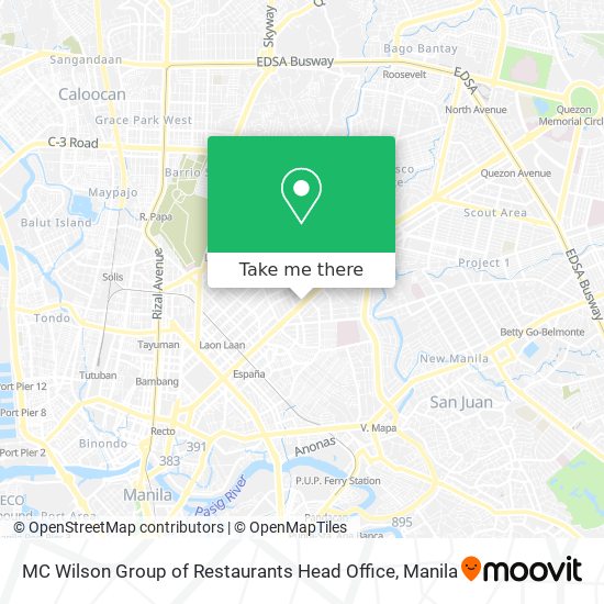 MC Wilson Group of Restaurants Head Office map