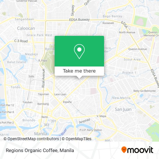 Regions Organic Coffee map