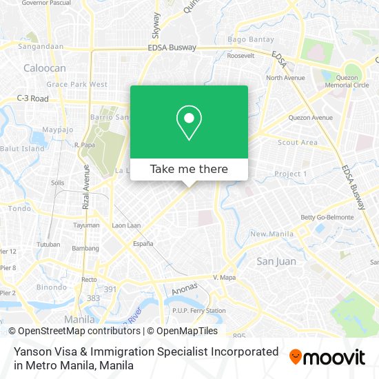 Yanson Visa & Immigration Specialist Incorporated in Metro Manila map