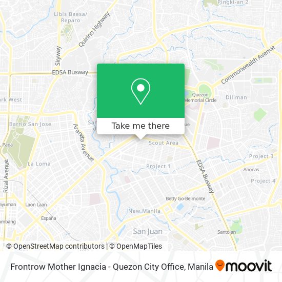 Frontrow Mother Ignacia - Quezon City Office map