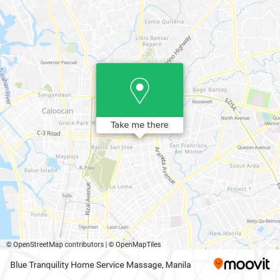 Blue Tranquility Home Service Massage map