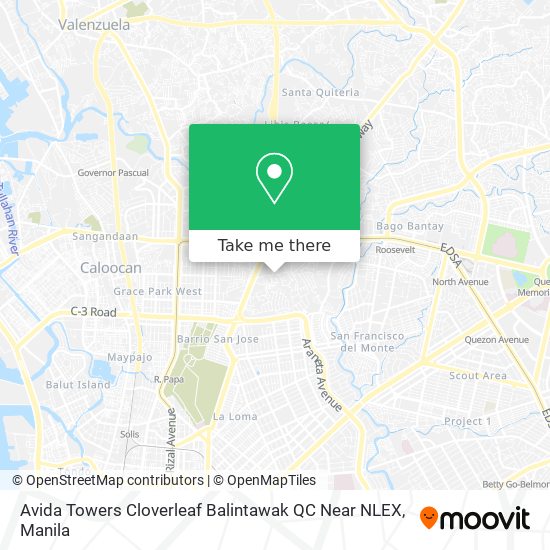 Avida Towers Cloverleaf Balintawak QC Near NLEX map