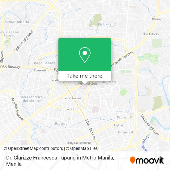 Dr. Clarizze Francesca Tapang in Metro Manila map