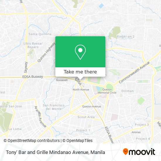 Tony' Bar and Grille Mindanao Avenue map