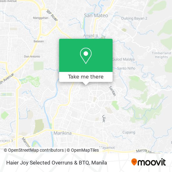 Haier Joy Selected Overruns & BTQ map