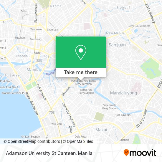 How to get to Adamson University St Canteen in Manila by bus or train?