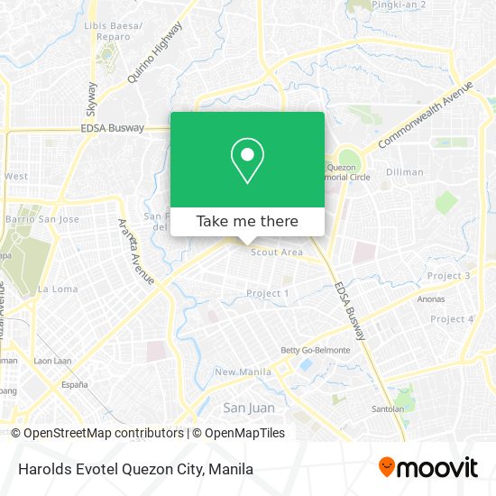 Harolds Evotel Quezon City map