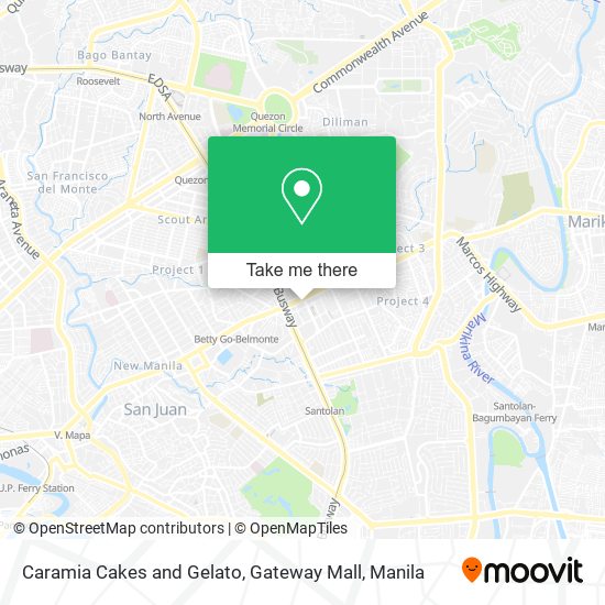 Caramia Cakes and Gelato, Gateway Mall map