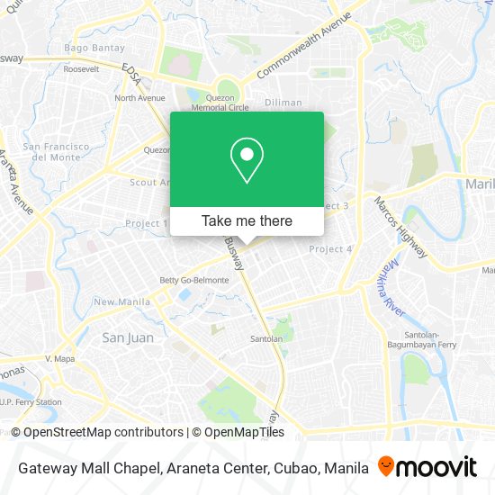 Gateway Mall Chapel, Araneta Center, Cubao map
