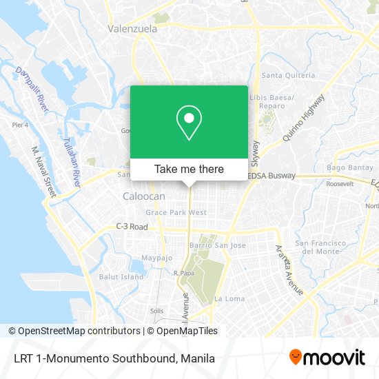 LRT 1-Monumento Southbound map
