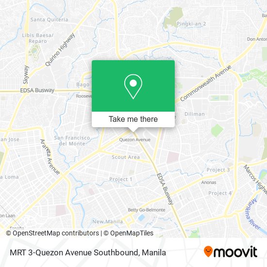 MRT 3-Quezon Avenue Southbound map