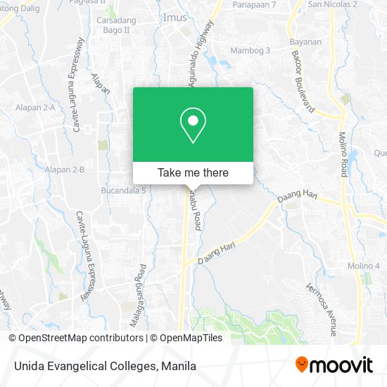 Unida Evangelical Colleges map