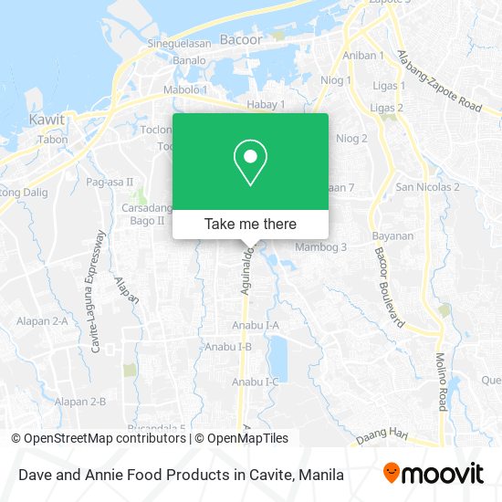 Dave and Annie Food Products in Cavite map