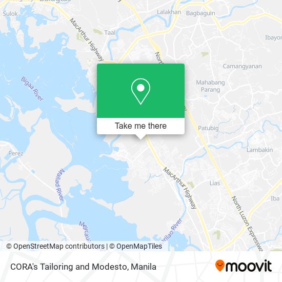 CORA's Tailoring and Modesto map