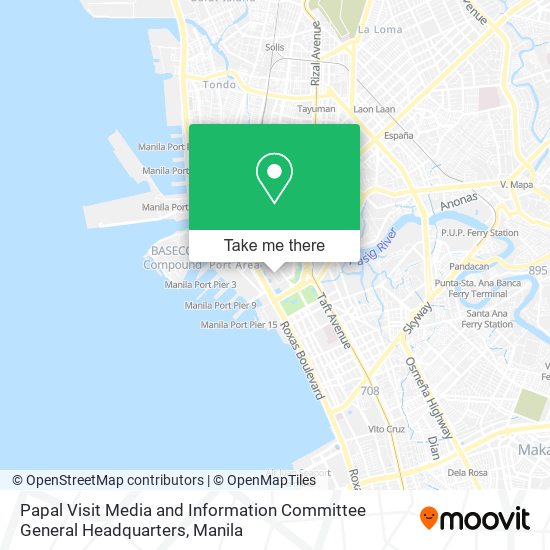 Papal Visit Media and Information Committee General Headquarters map