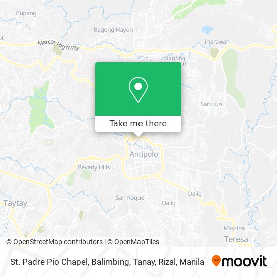 St. Padre Pio Chapel, Balimbing, Tanay, Rizal map