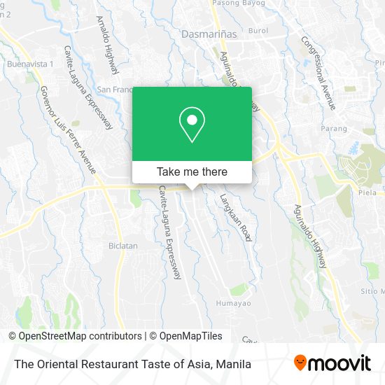 The Oriental Restaurant Taste of Asia map